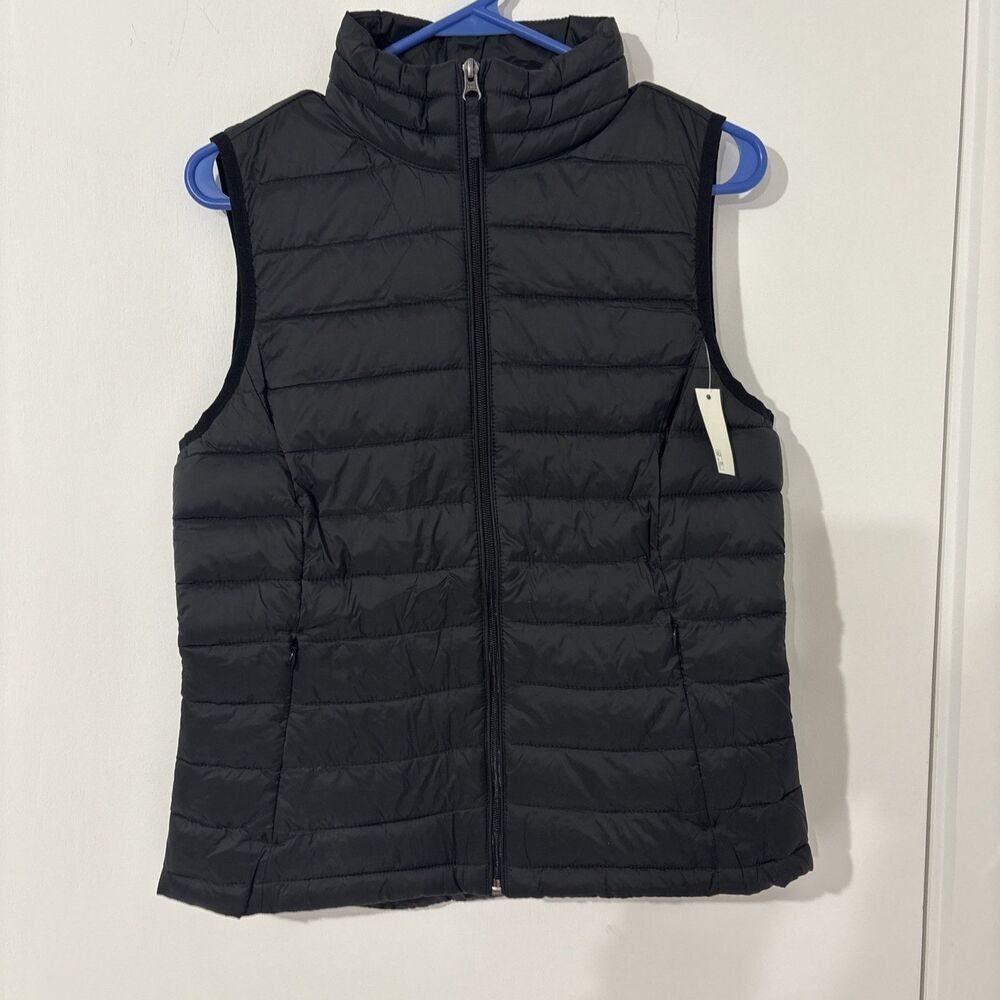 Amazon Essentials Women’s Full Zip Vest Sleeveless Black Size S Small New With T